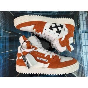 Off-White High Top Sneakers Orange White Suede Leather Italy Men’s 10